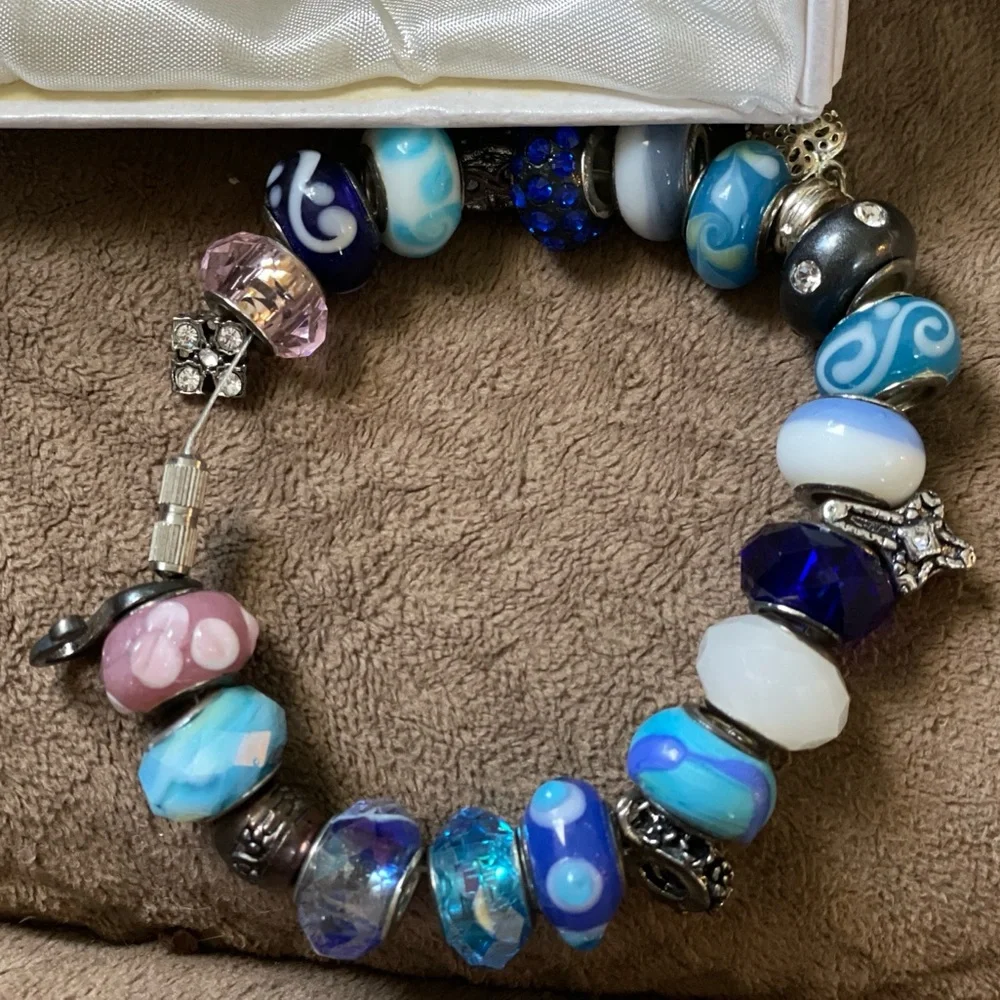 Handmade Bracelet with Charms and Blown Glass Beads - Picture 6 of 13